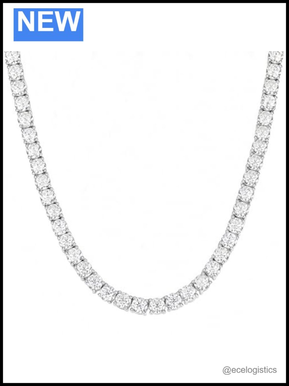 Moissanite Tennis Necklace 925 Sterling Silver 18K White Gold Plated Chain
